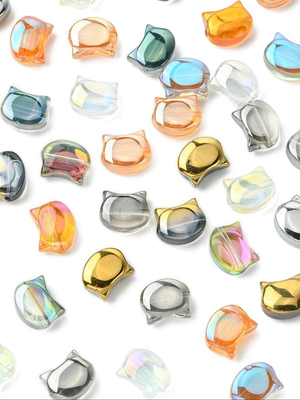 Mixed Color Cat Shaped Glass Beads, Cute Beads for Jewelry Making, Fashion Accessories for Bracelet & Necklace & Earrings Making