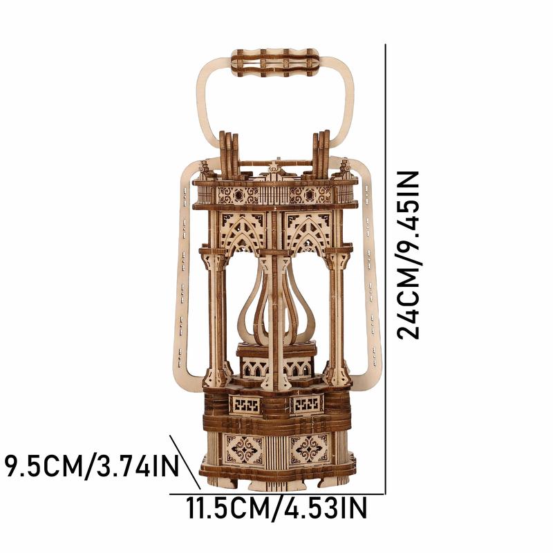 Antique Lantern Luminous LED 3D Wooden Puzzles for Adults to Build - 2-Mode Lighting - Engineering DIY Project Mechanical 3D Puzzle Model Kits for Adults