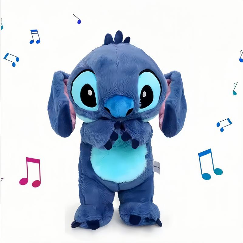 Stitch toys Anxiety Relief Plush Animal Breathing Relief Plush Animal Baby Sound Machine with Sensory Details Music Lights and Rhythmic Breathing Movements