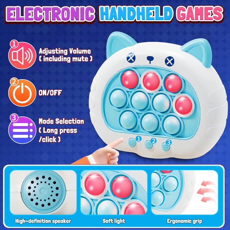 Light-Up Fast Push Puzzle Game Console for Kids ,Fast Push Game Cute Animals,Perfect Christmas Gift