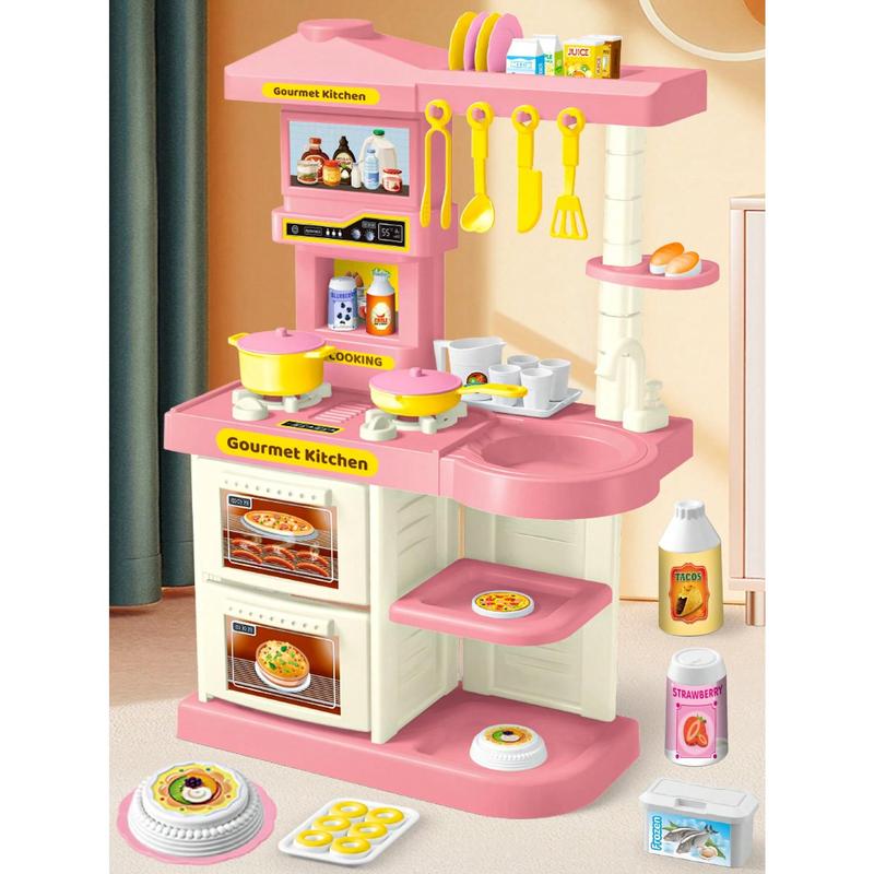 Christmas Decoration 1set Mini Kitchen Playset Pretend Play Toy with Realistic Look and Functional Equipment, Including Tableware, Bakeware, Cookware, Etc. Scene Simulation for Parent-Child Interaction and Educational Play,  Christmas Birthday Gift