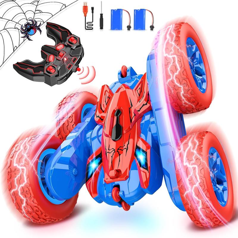 Spider RC Cars Toys for Boys Ages 3-8 Kids Remote Control Stunt Car Toy for 4 5 6 7 8 9 10 Year Old Boy Girl Christmas Birthday Gifts 360 Flip 4WD Car for Boys Age 4-6 5-7 Toddler Gift 4WD Stunt RC Car with Lights