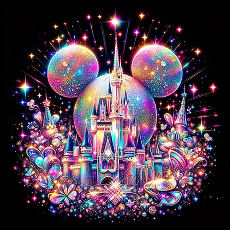 Cartoon Castle Pattern DIY Diamond Art Painting Without Frame, DIY 5D Diamond Arts Painting Kit, Wall Art Decor For Home Living Room Bedroom, Christmas Gift