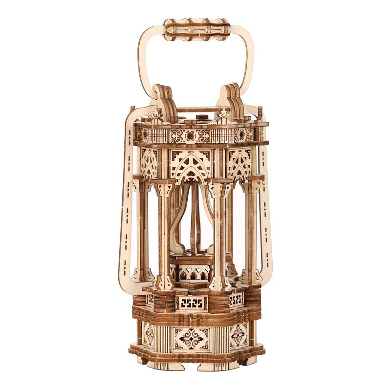 Antique Lantern Luminous LED 3D Wooden Puzzles for Adults to Build - 2-Mode Lighting - Engineering DIY Project Mechanical 3D Puzzle Model Kits for Adults