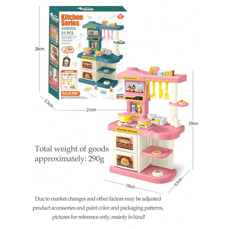 Christmas Decoration 1set Mini Kitchen Playset Pretend Play Toy with Realistic Look and Functional Equipment, Including Tableware, Bakeware, Cookware, Etc. Scene Simulation for Parent-Child Interaction and Educational Play,  Christmas Birthday Gift