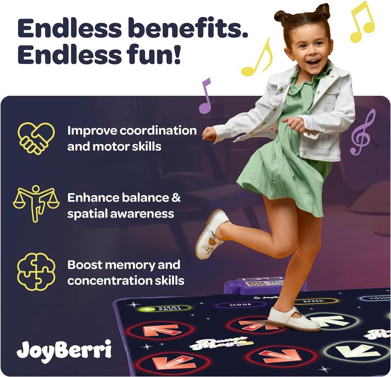 Dance Mat - with 8 Levels & Songs, 3 Speeds and 2 Modes - Light Up Electronic Kids Dance Mat for Kids Ages 4-8, 8-12, Toddlers 3-5   Dance Pad, Dancing Mat Toy Gift for Girls and Boys