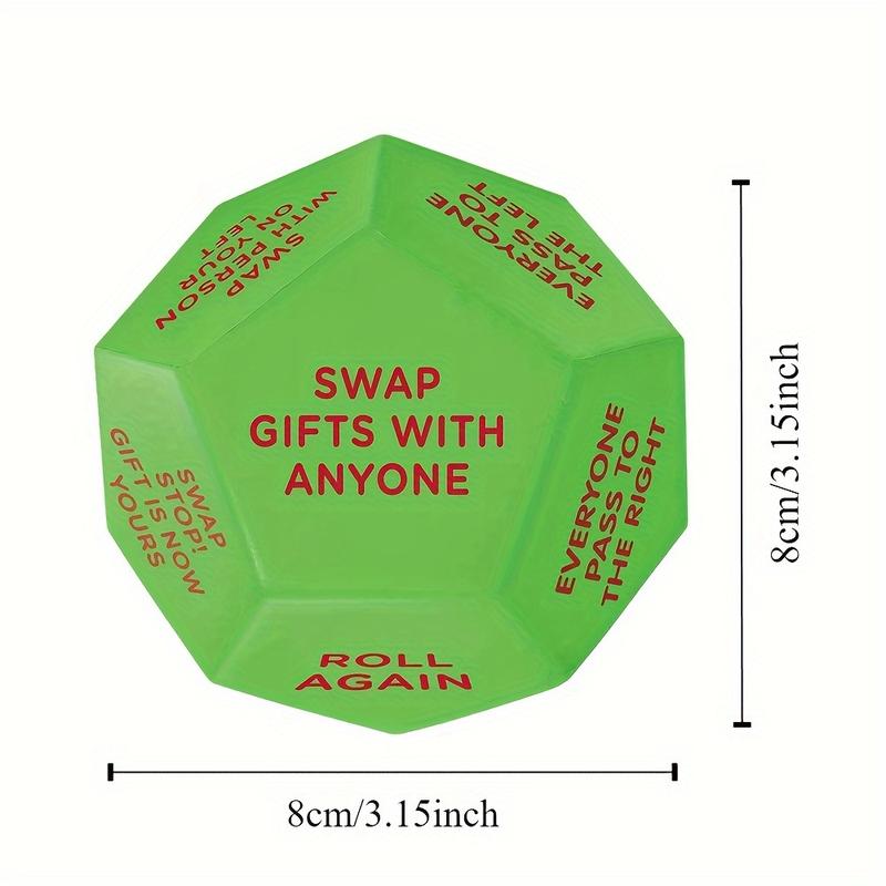 [Customer Favorite] 2025 Santa Gift Exchange Dice - 3x3 Inch, 12 Unique Sides for Christmas Party Fun & Family Games, Christmas Toys