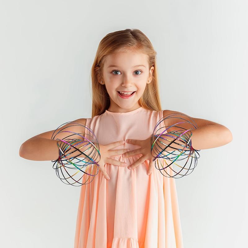 Mystical Flow Rings Arm Toy - 3D Kinetic Spring Bracelet with Magic Ring, Slinky Design, and Colorful Appearance Perfect Gift for Christmas, Halloween, Thanksgiving Day, Easter