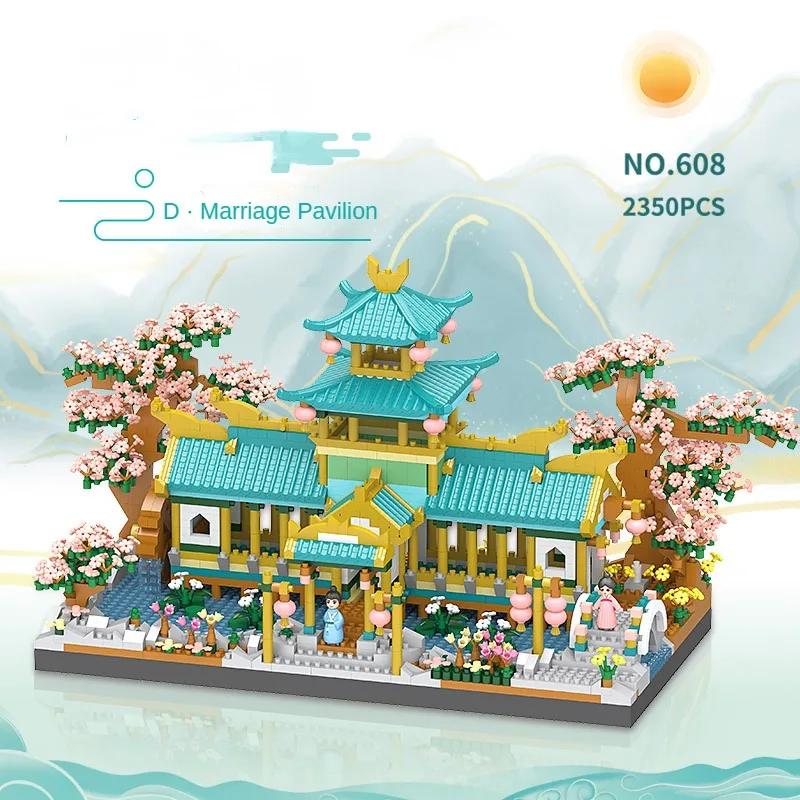 Mini Sakura House Tree Chinese Classical Garden Building Blocks Set Flowers House Street View Bricks for Adults Gifts 2350PCS Home Decor Architecture