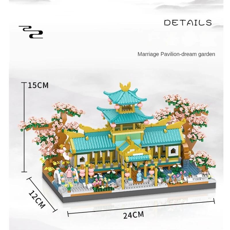 Mini Sakura House Tree Chinese Classical Garden Building Blocks Set Flowers House Street View Bricks for Adults Gifts 2350PCS Home Decor Architecture