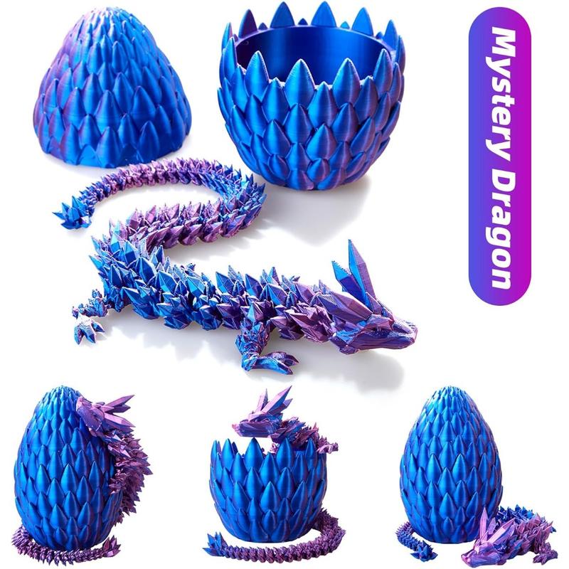 15 inch Crystal Dragon in Dragon Egg, Articulated Dragon, Surprise Egg, 3D Printed Dragon Egg, Executive Home Office Decoration Fidget Toy, Children's Gift Toys