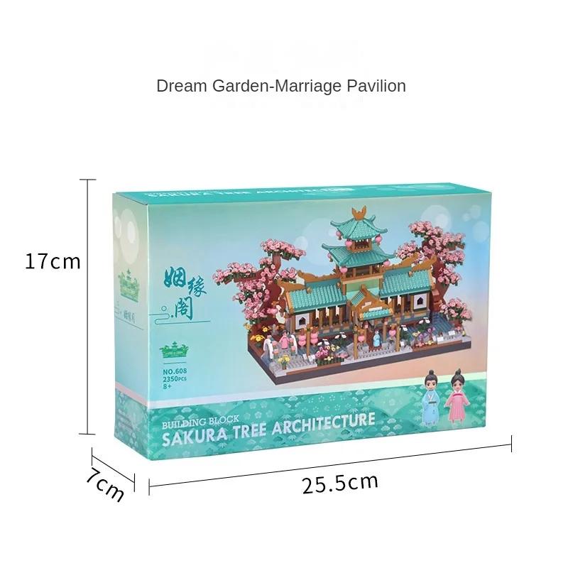 Mini Sakura House Tree Chinese Classical Garden Building Blocks Set Flowers House Street View Bricks for Adults Gifts 2350PCS Home Decor Architecture