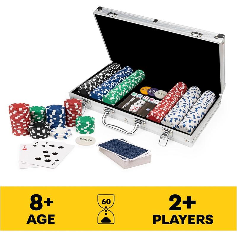 Spin Master Games, Cardinal Classics, 300-Piece Poker Set with Aluminum Carrying Case & Professional Weight Chips & Poker Dice, for Ages 8+