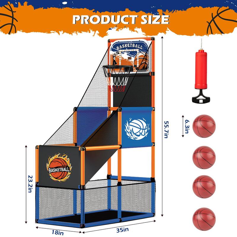 [Live Only]Talgic Arcade Basketball Game Set with 4 Balls and Hoop for Kids 3-12 Years Old, Basketball Hoop Indoor Outdoor, Carnival Games for Kids, Air Pump and Balls Storage Bag Included, Back to School Gifts