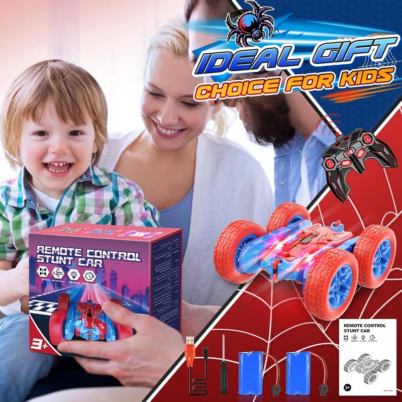 Spider RC Cars Toys for Boys Ages 3-8 Kids Remote Control Stunt Car Toy for 4 5 6 7 8 9 10 Year Old Boy Girl Christmas Birthday Gifts 360 Flip 4WD Car for Boys Age 4-6 5-7 Toddler Gift 4WD Stunt RC Car with Lights