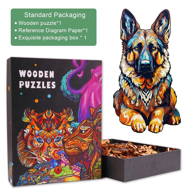 German Shepherd Wooden Jigsaw Puzzle - Perfect for Kids and Adults