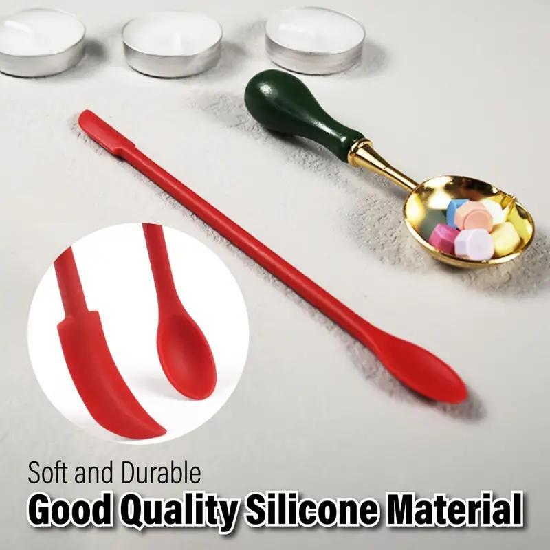 Random Color Double-End Silicone Sealing Wax Spatula Tools, 4 Counts Multifunctional Wax Seal Stir Sticks, Heat-Resistant Silicone Scrapers For Sealing Wax Spoon Clean, Sealing Wax Tools Accessories