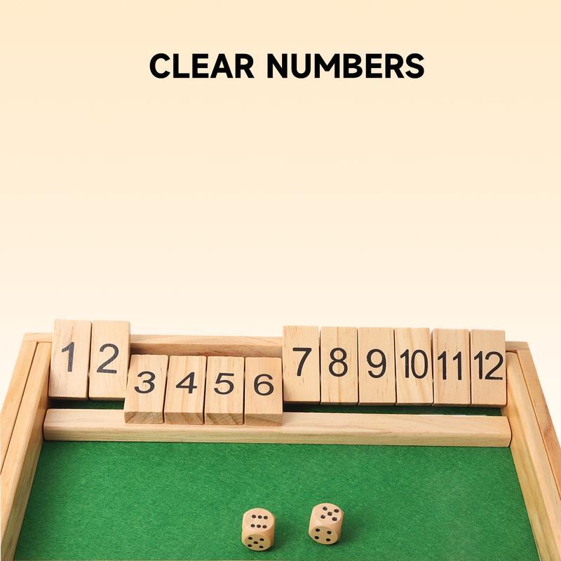 12 Numbers Shut The Box Board Game, Pub Board Dice Game