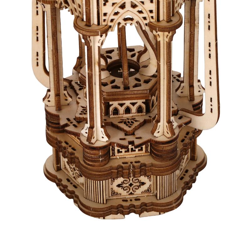 Antique Lantern Luminous LED 3D Wooden Puzzles for Adults to Build - 2-Mode Lighting - Engineering DIY Project Mechanical 3D Puzzle Model Kits for Adults