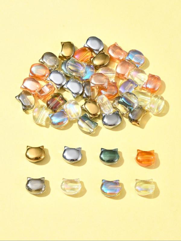 Mixed Color Cat Shaped Glass Beads, Cute Beads for Jewelry Making, Fashion Accessories for Bracelet & Necklace & Earrings Making