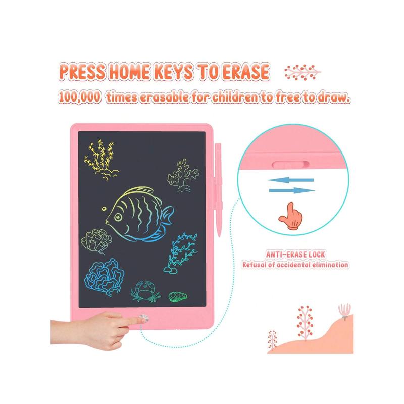 LCD Writing Tablet For Kids 10 Inch Colorful Drawing Pad For Kids Reusable Electronic Doodle Board Educational Learning Toy Gifts For 3 4 5 6 7 8 Years Old Toddler Boys Girls Home School(Color Combination)