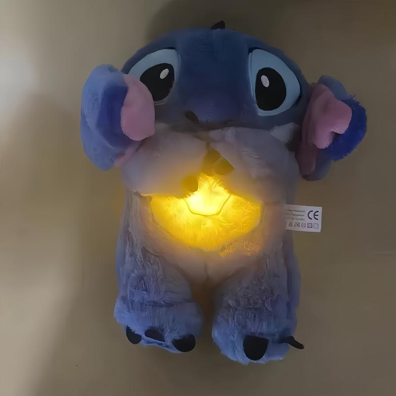 Stitch toys Anxiety Relief Plush Animal Breathing Relief Plush Animal Baby Sound Machine with Sensory Details Music Lights and Rhythmic Breathing Movements