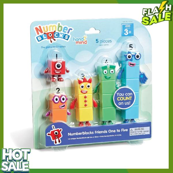 hand2mind Numberblocks Friends One to Five Figures, Cartoon Action Figure Set, Toy Figures, Play Figure Playsets, Number Toys, Math Toys, Stocking Stuffers