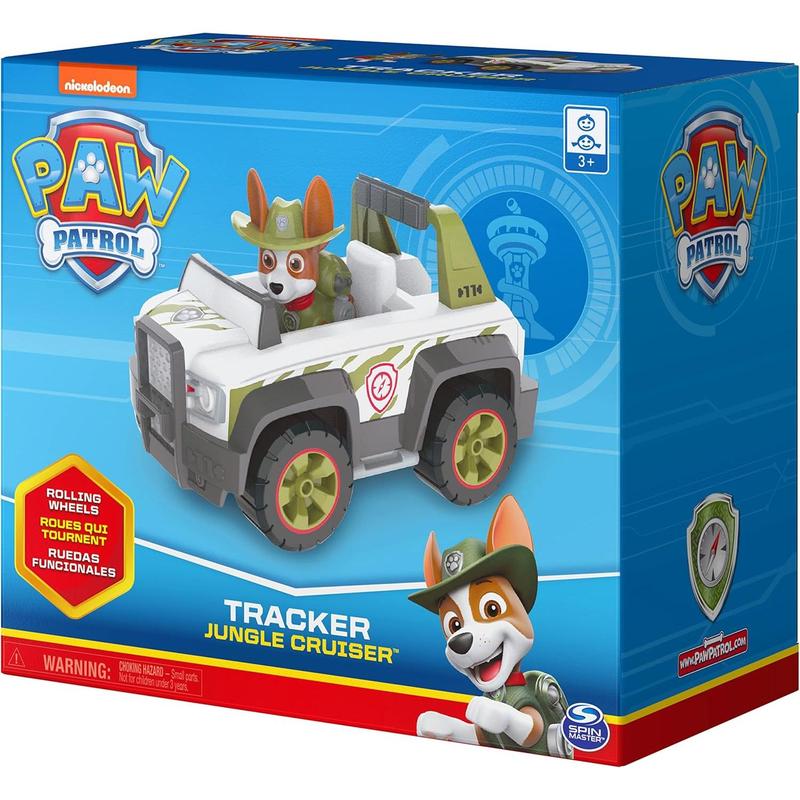 Paw Patrol, Tracker’s Jungle Cruiser Vehicle with Collectible Figure, for Kids Aged 3 and up