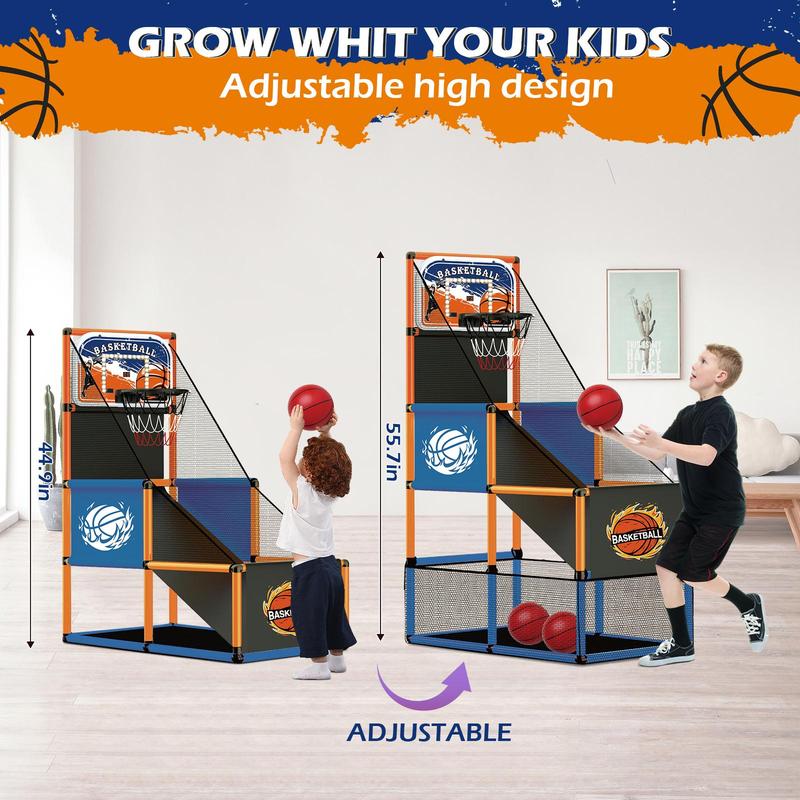 [Live Only]Talgic Arcade Basketball Game Set with 4 Balls and Hoop for Kids 3-12 Years Old, Basketball Hoop Indoor Outdoor, Carnival Games for Kids, Air Pump and Balls Storage Bag Included, Back to School Gifts