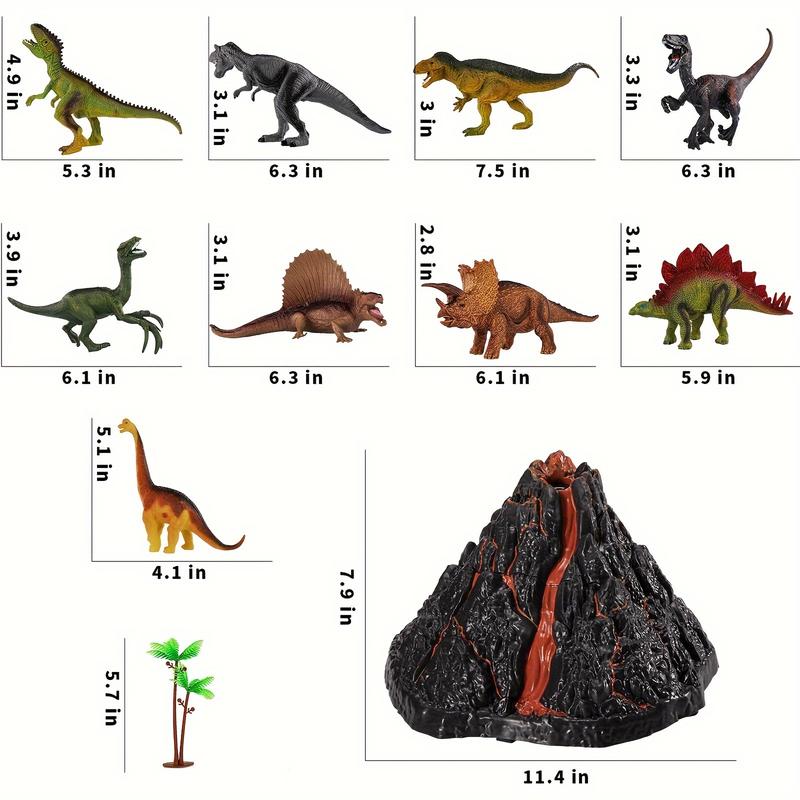 Large Volcano Set With 9 Realistic Dinosaur Action Figures For Kids 3 4 5 6 7 Years, Simulated Volcanic Eruptions W Sounds, Volcano Can Store Dinos, Gift For Boys And Girls