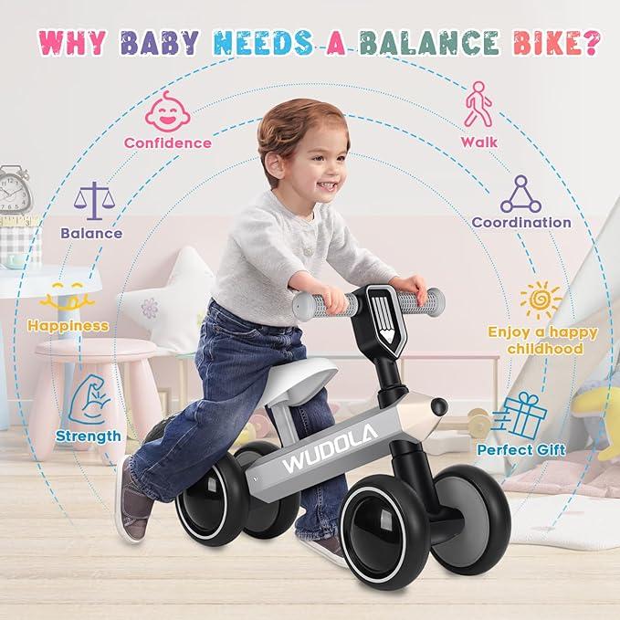 Wudola Baby Balance Bike(10-36 Months)  - No Pedal, Silent Wheels, Soft Seat, ​Promoting Baby Sport - Perfect Birthday Gift for Toddler Boys and Girls