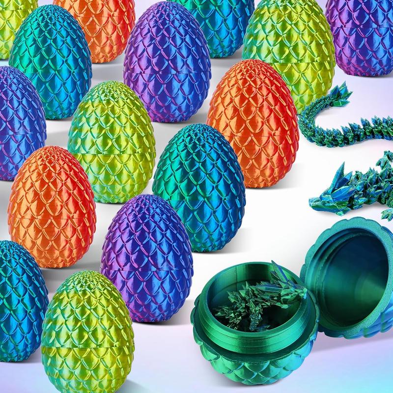 3D Printed Dragon Egg,12 Inch Crystal Dragon in Dragon Egg,SurpriseEgg,Articulated Dragon, Fidget Toys for Executive Home Office Decor,Tovs for Kids Gifts