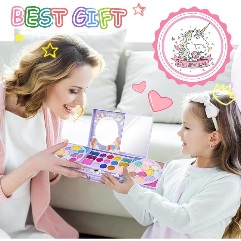 KIDCHEER Kids Makeup Kit for Girls Princess Real Washable Cosmetic 3+ Year Old Girl Birthday Gifts Pretend Play Toys for Girls 4-6, 6-8, 8-10 with Mirror - Non Toxic