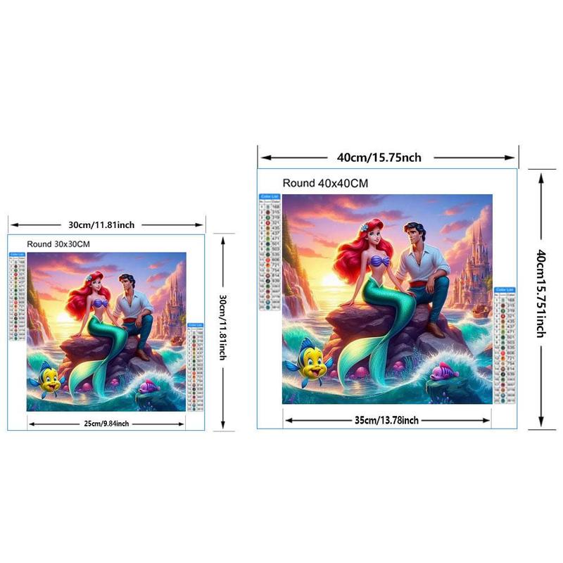 Disney Cartoon Mermaid Prince Pattern DIY Diamond Art Colorful Painting Kit without Frame, DIY 5D Diamond Arts Colorful Painting for Home Bedroom Wall Decor