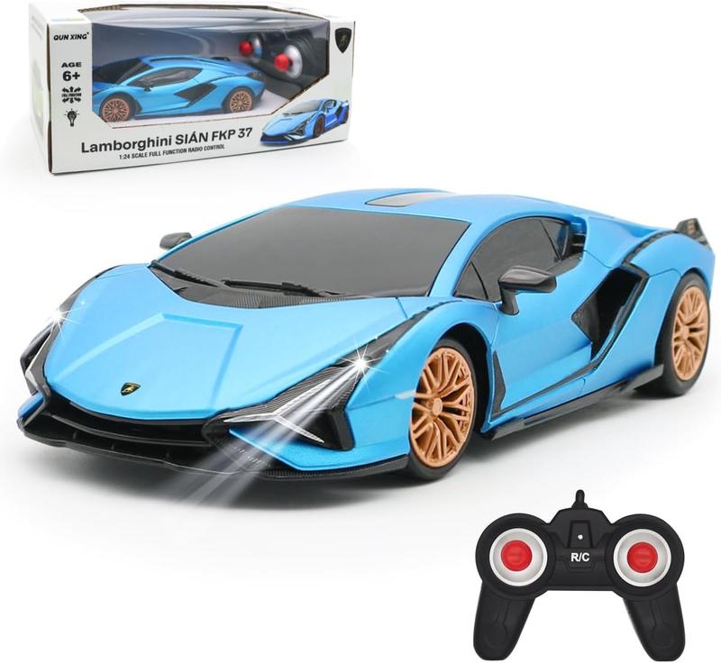 Remote Control Car 1:24 Officially Licensed 2.4GHZ Rc Cars Lambo Sport Racing Toy Car for Kids Boys 4-7 Years Blue