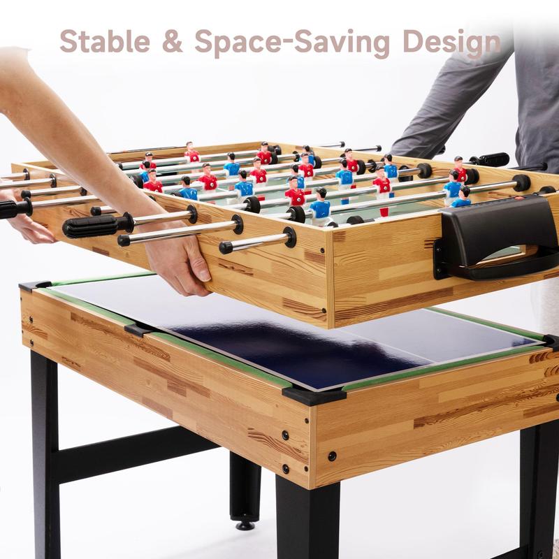 SUPTERON Multi Game Table 13-in-1,Football, Air Hockey, Billiards, Ping Pong, Shuffleboard, Chess, Checkers, Bowling, Backgammon, Horseshoe Cast Puzzle, Dominoes, Ring toss, Cards