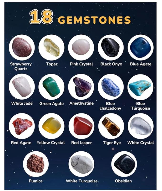 JoyCat Gemstone Dig Kit, Excavate 18 Gems from The Solar System, Space Planet Toys STEM Science Kits