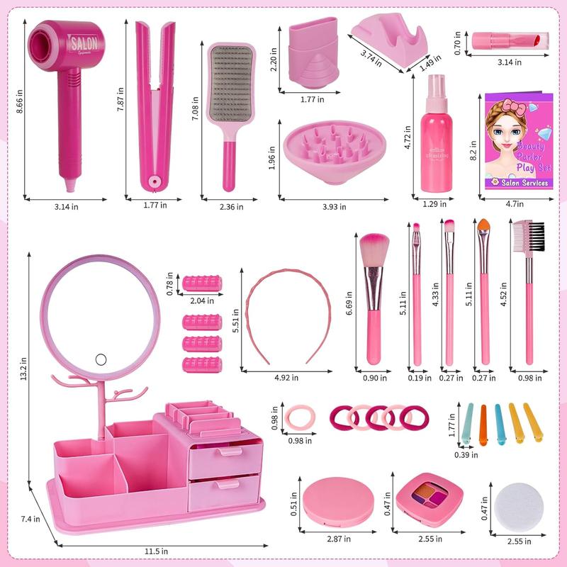 Beauty Salon Play Set with Vanity, Kids Hair Salon Girls Toys Pretend Play Makeup Sets