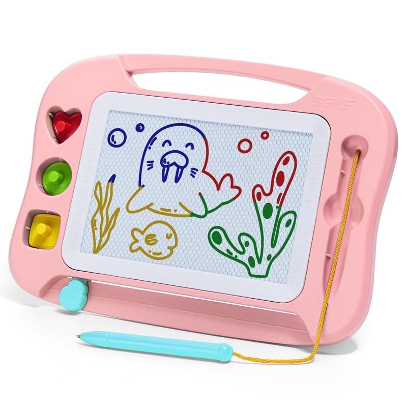 SGILE Magnetic Drawing Board for Kids with Magnet Pen and Three Stamps - Educational Learning Toy&Gift for Toddlers，Regalo