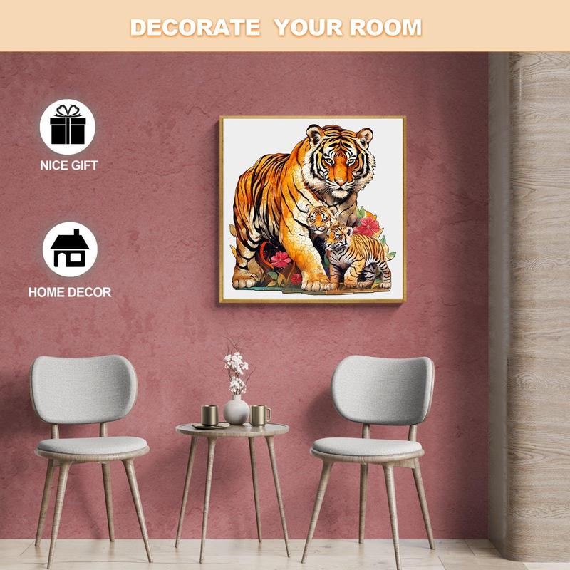 Tiger Family-2 Wooden Jigsaw Puzzle for Kids and Adults