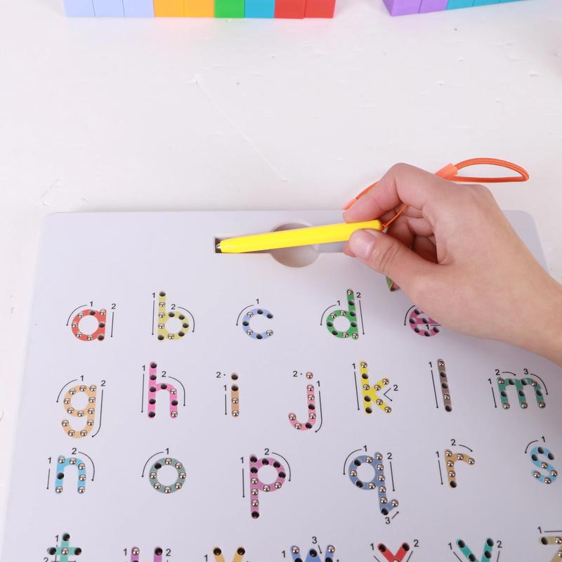 Gamenote Double Sided Magnetic Letters Board 2 in 1 Alphabet Magnets Tracing Board ABC letter Uppercase & Lowercase Educational Toys