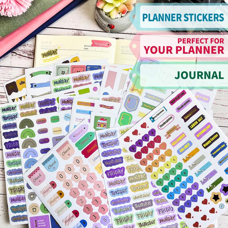 40 Sheets Planner Themed Decorative Sticker, Creative Sticker For DIY Scrapbook Craft