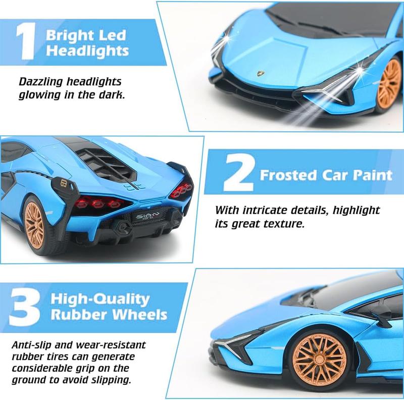 Remote Control Car 1:24 Officially Licensed 2.4GHZ Rc Cars Lambo Sport Racing Toy Car for Kids Boys 4-7 Years Blue