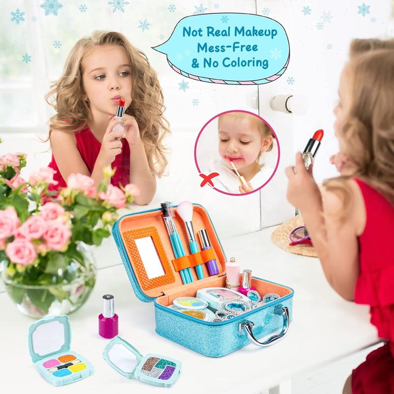 KIDCHEER Kids Makeup Kit for Girls Princess Real Washable Cosmetic 3+ Year Old Girl Birthday Gifts Pretend Play Toys for Girls 4-6, 6-8, 8-10 with Mirror - Non Toxic