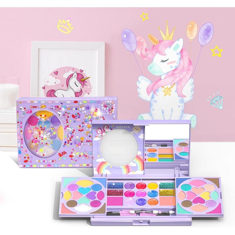 KIDCHEER Kids Makeup Kit for Girls Princess Real Washable Cosmetic 3+ Year Old Girl Birthday Gifts Pretend Play Toys for Girls 4-6, 6-8, 8-10 with Mirror - Non Toxic