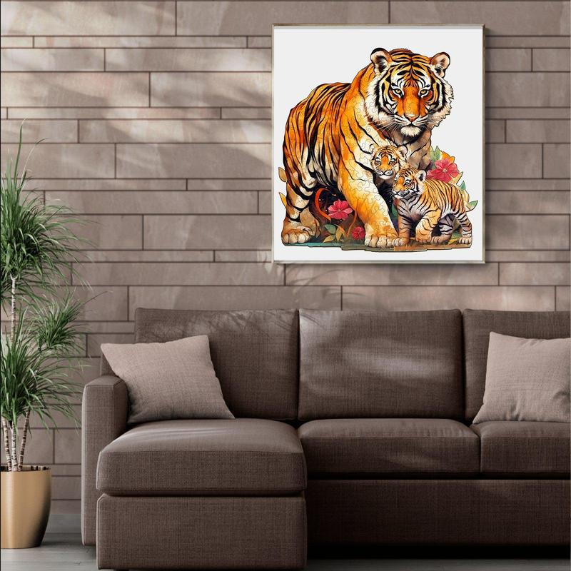 Tiger Family-2 Wooden Jigsaw Puzzle for Kids and Adults