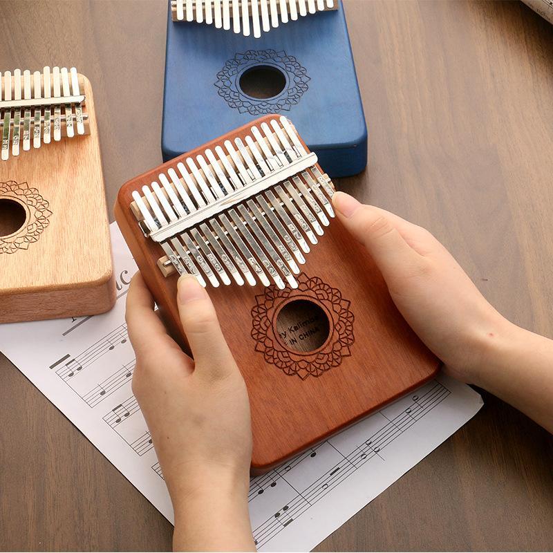 17 Keys Wood Kalimba – Blue Professional Thumb Piano Kit with Accessories, Ideal for Kids and Adults