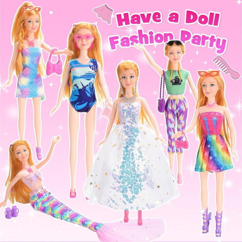 Gifts for 3-12 Year Old Girls, Barbi Closet Girl Toys Age 4-12 with Doll Clothes and Accessories Mermaid Doll for Girls 6-12 Dress up Doll Toys for 3 4 5 6 7 8 9 10 Year Old Girl Birthday Gift