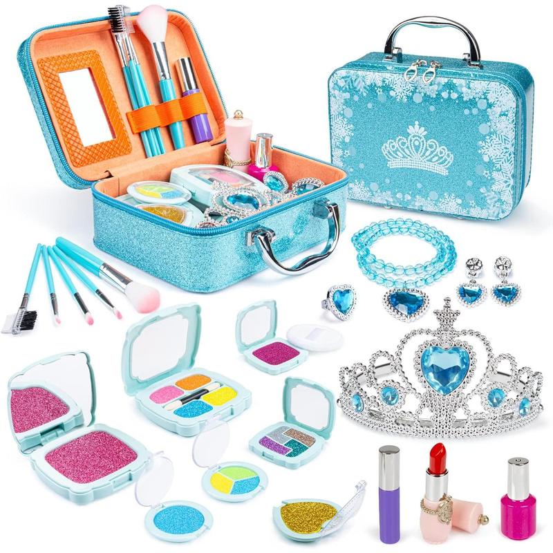 KIDCHEER Kids Makeup Kit for Girls Princess Real Washable Cosmetic 3+ Year Old Girl Birthday Gifts Pretend Play Toys for Girls 4-6, 6-8, 8-10 with Mirror - Non Toxic