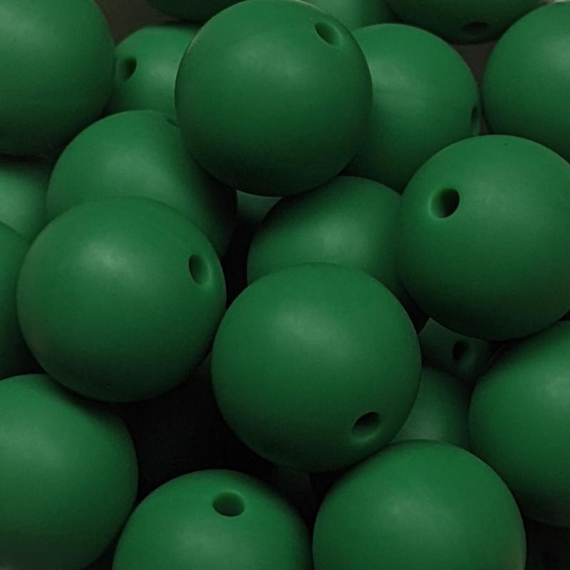 15mm Round Silicone Beads ~ Christmas Green ~ For Making Wristlets, Pens, Keychains, Bag Tags and More